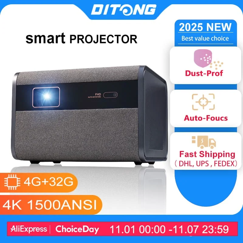 DITONG NEW J10 projector Native 1080P Autofocus 4k HD video outdoor mobile phone Android smart home theater LED projector